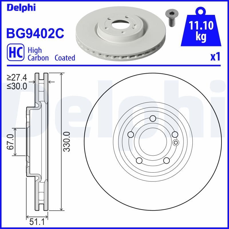 Bremžu diski DELPHI BG9402C 1