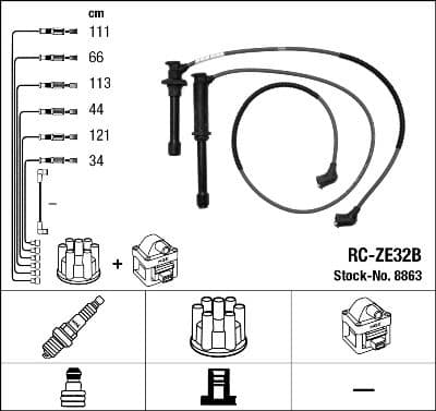 Augstsprieguma vadu komplekts NGK 8863 1