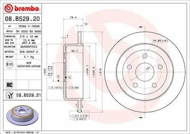 Bremžu diski BREMBO 08.B529.21 1