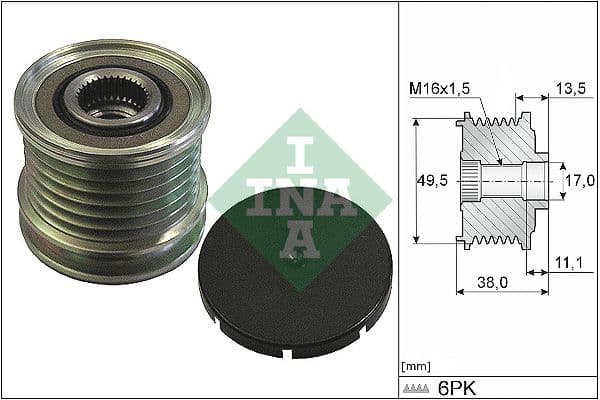 Ģeneratora brīvgaitas mehānisms INA 535 0166 10 1