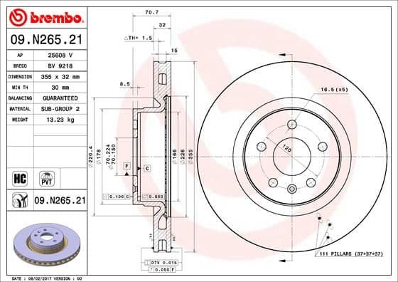 Bremžu diski BREMBO 09.N265.21 1