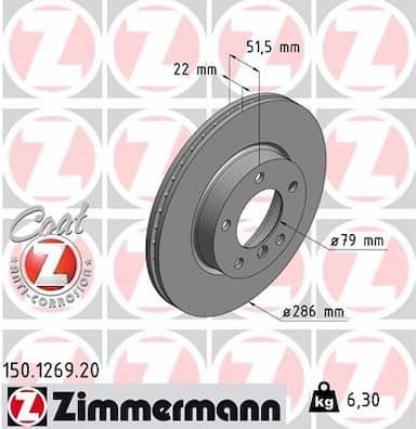 Bremžu diski ZIMMERMANN 150.1269.20 1