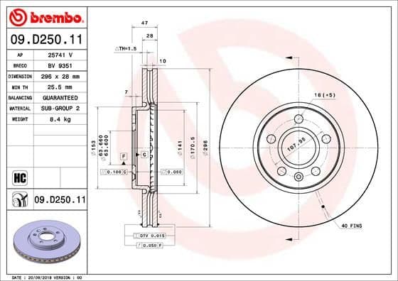 Bremžu diski BREMBO 09.D250.11 1