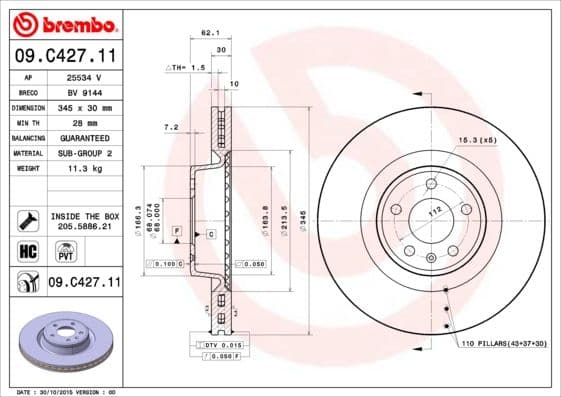 Bremžu diski BREMBO 09.C427.11 1