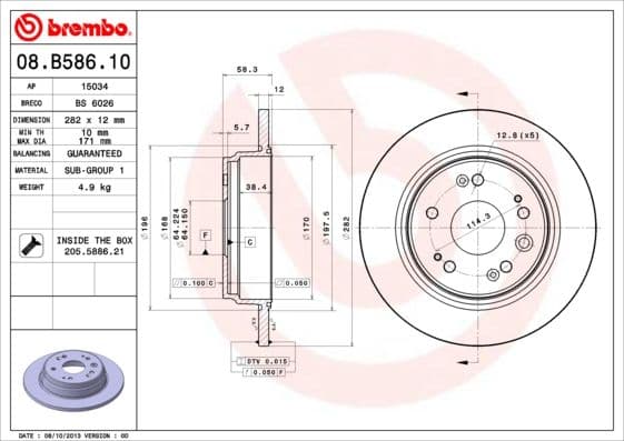 Bremžu diski BREMBO 08.B586.10 1