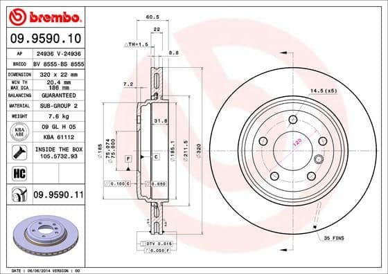 Bremžu diski BREMBO 09.9590.11 1