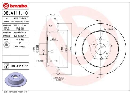 Bremžu diski BREMBO 08.A111.11 1