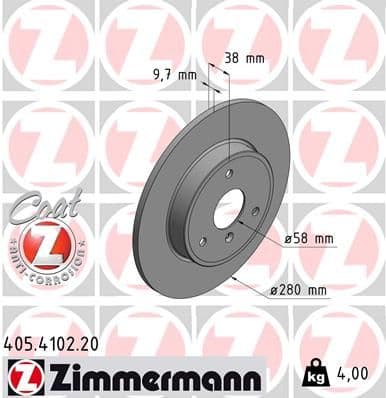 Bremžu diski ZIMMERMANN 405.4102.20 1