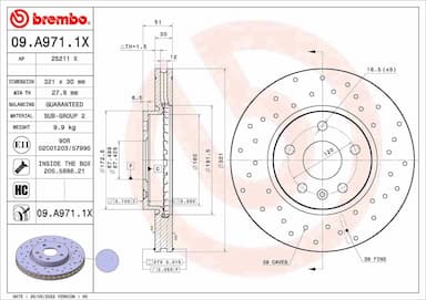 Bremžu diski BREMBO 09.A971.1X 1