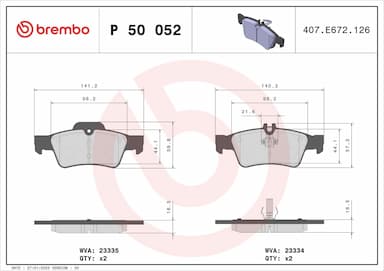 Bremžu uzliku kompl., Disku bremzes BREMBO P 50 052 1