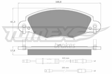 Bremžu uzliku kompl., Disku bremzes TOMEX Brakes TX 13-32 1