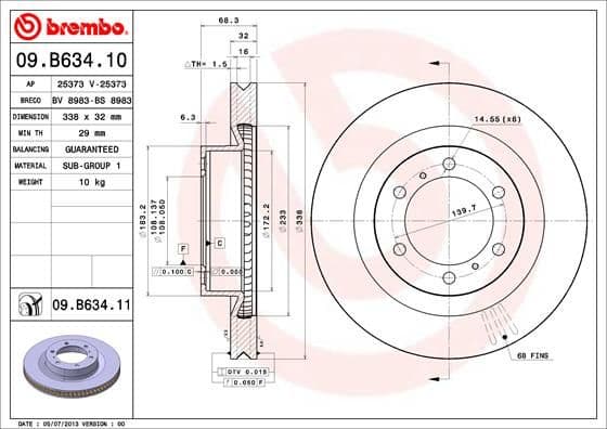 Bremžu diski BREMBO 09.B634.11 1