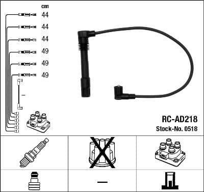 Augstsprieguma vadu komplekts NGK 0518 1