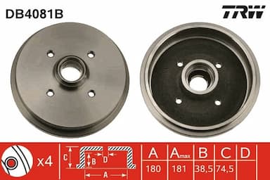 Bremžu trumulis TRW DB4081B 1