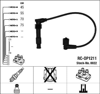 Augstsprieguma vadu komplekts NGK 8822 1