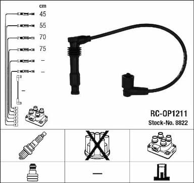 Augstsprieguma vadu komplekts NGK 8822 1