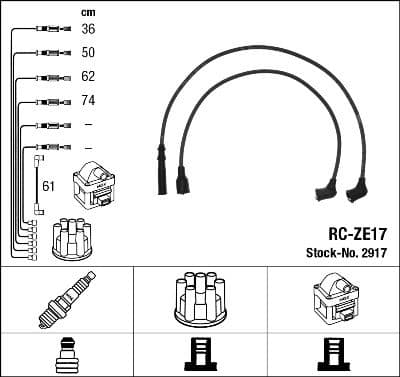 Augstsprieguma vadu komplekts NGK 2917 1