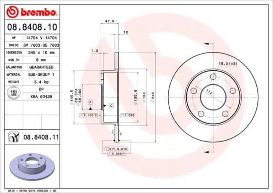 Bremžu diski BREMBO 08.8408.11 1