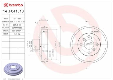 Bremžu trumulis BREMBO 14.F041.10 1