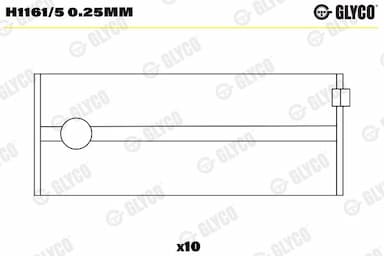 Kloķvārpstas gultnis GLYCO H1161/5 0.25mm 1