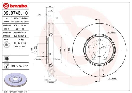 Bremžu diski BREMBO 09.9743.11 1