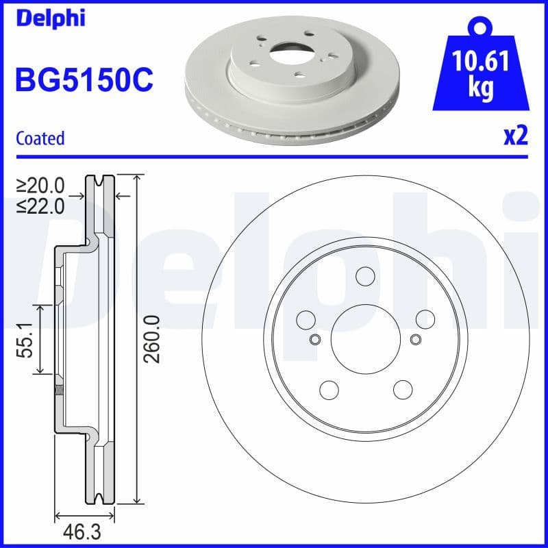 Bremžu diski DELPHI BG5150C 1