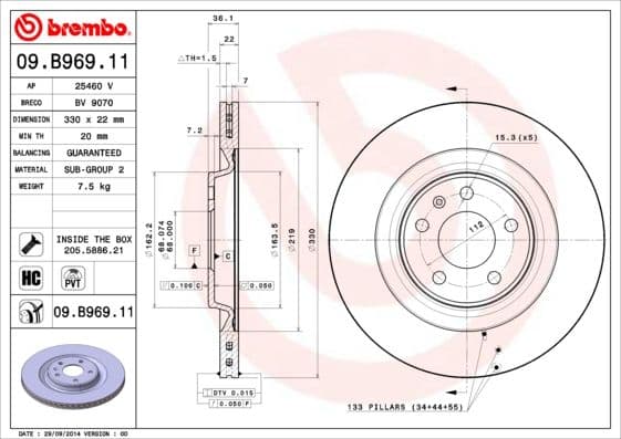 Bremžu diski BREMBO 09.B969.11 1