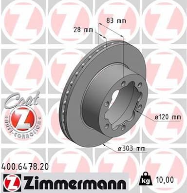 Bremžu diski ZIMMERMANN 400.6478.20 1