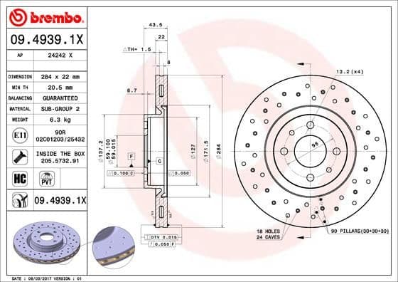 Bremžu diski BREMBO 09.4939.1X 1