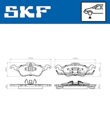 Bremžu uzliku kompl., Disku bremzes SKF VKBP 80260 2