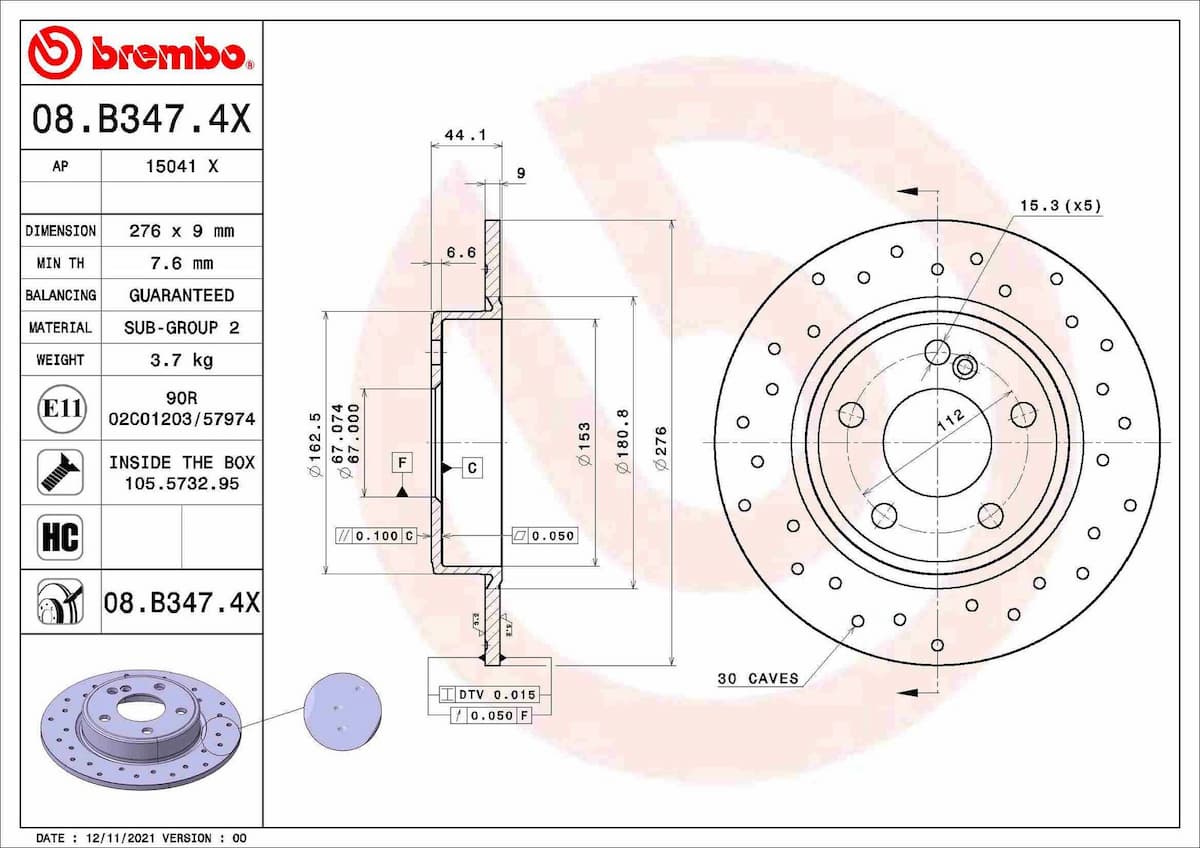 Bremžu diski BREMBO 08.B347.4X 1