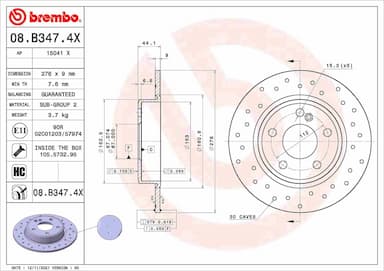 Bremžu diski BREMBO 08.B347.4X 1