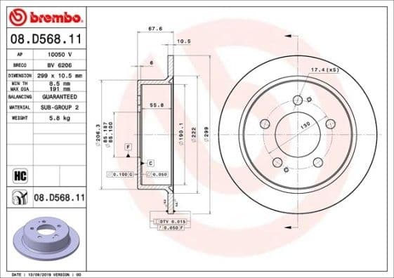 Bremžu diski BREMBO 08.D568.11 1