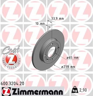 Bremžu diski ZIMMERMANN 600.3204.20 1