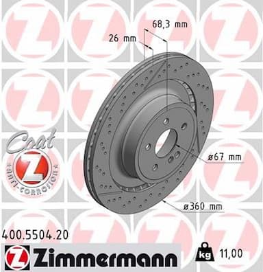 Bremžu diski ZIMMERMANN 400.5504.20 1