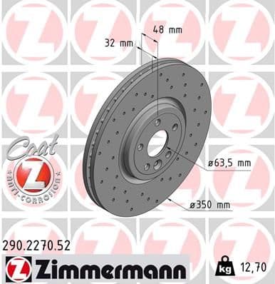 Bremžu diski ZIMMERMANN 290.2270.52 1