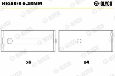 Kloķvārpstas gultnis GLYCO H1085/5 0.25mm 1