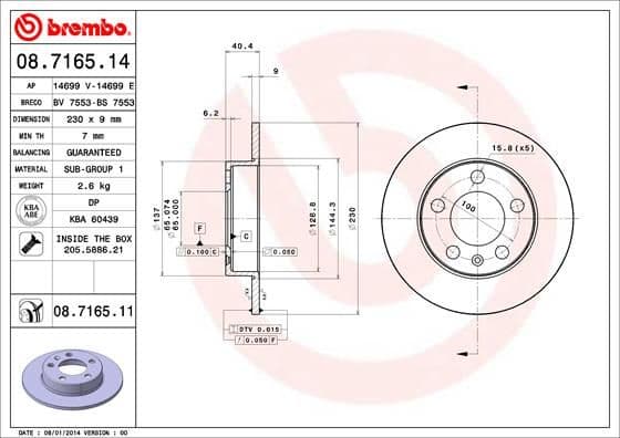 Bremžu diski BREMBO 08.7165.11 1