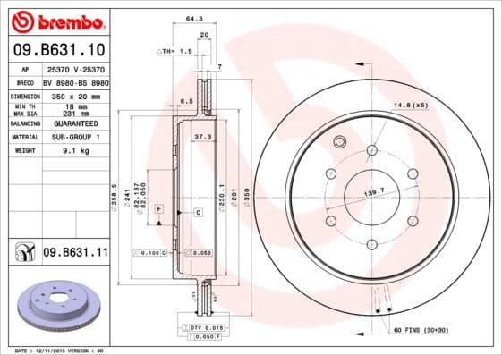 Bremžu diski BREMBO 09.B631.11 1