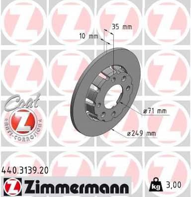 Bremžu diski ZIMMERMANN 440.3139.20 1