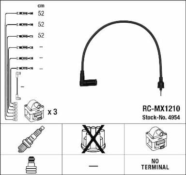 Augstsprieguma vadu komplekts NGK 4954 1