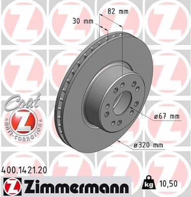 Bremžu diski ZIMMERMANN 400.1421.20 1