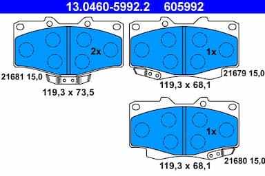 Bremžu uzliku kompl., Disku bremzes ATE 13.0460-5992.2 1