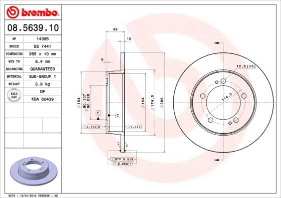 Bremžu diski BREMBO 08.5639.10 1