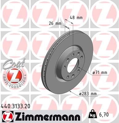 Bremžu diski ZIMMERMANN 440.3133.20 1