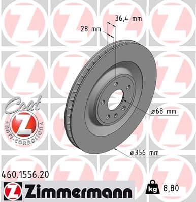 Bremžu diski ZIMMERMANN 460.1556.20 1