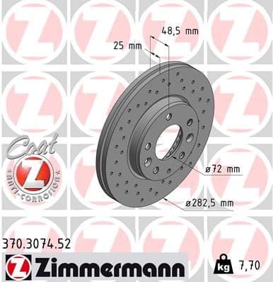 Bremžu diski ZIMMERMANN 370.3074.52 1