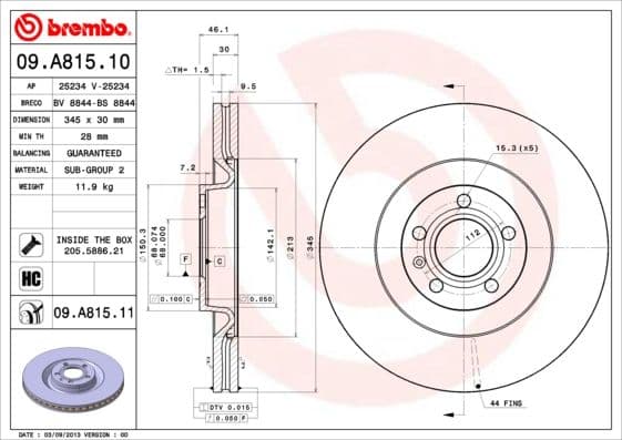 Bremžu diski BREMBO 09.A815.11 1