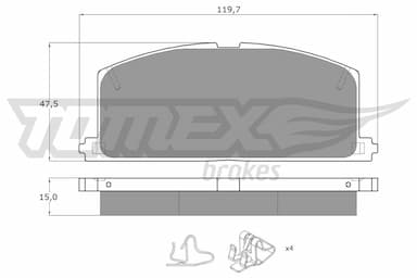 Bremžu uzliku kompl., Disku bremzes TOMEX Brakes TX 10-17 1