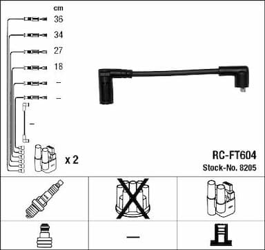 Augstsprieguma vadu komplekts NGK 8205 1